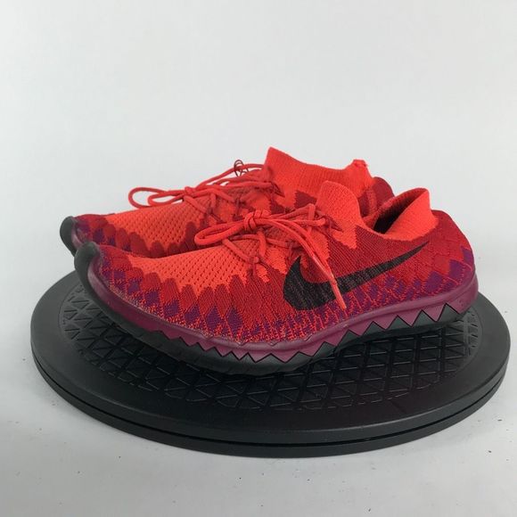 Nike Free 3.0 Flyknit Red Athletic Running Shoes 636231-600 Women’s Size 8.5 - Picture 1 of 12
